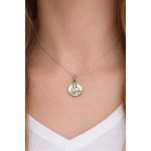 Sterling Silver Scapular Pendant Necklace 18in 925 Italy Religious Vintage